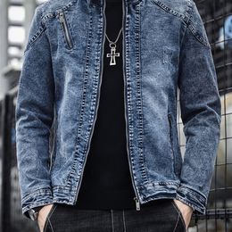 Men's Jackets PFNW Autumn And Winter Solid Jackets Men Korean Fashion Cotton Slim Fit Denim Jacket Clothing Youth Coat 12A4401 230422