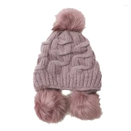 Berets Autumn And Winter Warm Pile Hat For Women Wool Knitted Ear Protector