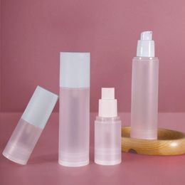 Frosted PP Plastic Airless Spray Pump Bottles with white lid for skin care serum lotion 15ml 20ml 30ml 50ml 80ml 100ml Travel size refi Dhdm