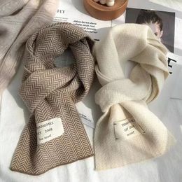 Scarves Womens Winter Scarf High Quality Knitted Vintage Stripe Pattern Outdoor Warmth 231122
