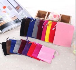 5x7cm Velvet Drawstring Pouch Bag/Jewelry Bag Christmas/Wedding Gift Bags Black Red Pink Blue 10 Color GB1459 12 LL