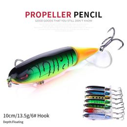 NEWUP 8Pcs Propeller Tractor Fishing Lure 13 5g 10cm Hard Bait Floating Water Pencil Outdoor Topwater Whopper Plopper Fishing234V