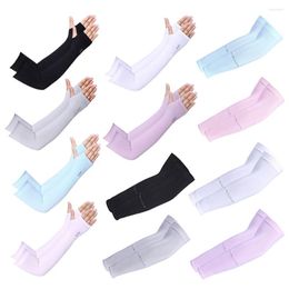 Knee Pads Summer Ice Silk Arm Cuff Sleeves UV Protection Men Women High Elastic Block Sun Outdoor Cycling Sports