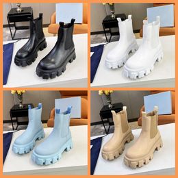 Designer Boots Luxury Boots Men Women Casual Stylish Classic P Matt Patent Leather Inverted Triangle Branded Calfskin Boots Variety Black Beige White