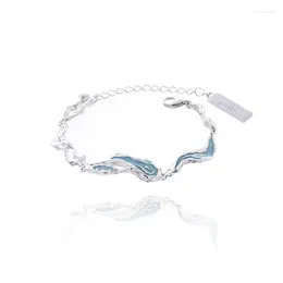 Link Bracelets Light Blue Bracelet Women's Irregular Drip Glue Texture Small And High End Accessories Handwear