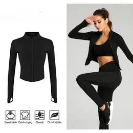 Active Shirts Yoga Fitness Jacket Slim-fits Long Sleeve Running Exercise Zipper Stretch Sleeves Sport