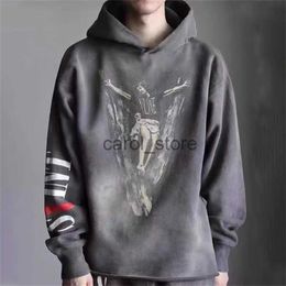 Men's Hoodies Sweatshirts Autumn and winter SAINT MICHAEL sweater V letter print casual loose high street tide brand plus velvet hoodie oversized hip-hop J231213