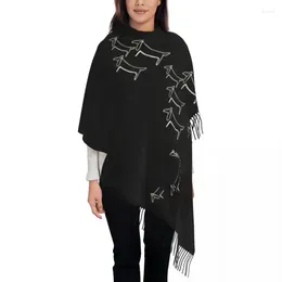 Ethnic Clothing Pablo Picasso Line Art Wild Wiener Dog Dachshund Tassel Scarf Women Soft Badger Sausage Shawls Wraps Lady Winter Scarves