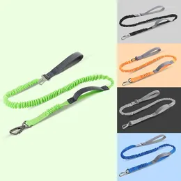 Dog Collars Tactical Bungee Leash Double Handle Car Seatbelt Reflective Multifunction Running Leashes Comfort Freedom Pet Accessorie