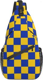 Backpack Blue Yellow Squares Sling Bag Chest Crossbody Bags For Mens Womens