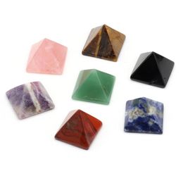 Decorative Objects & Figurines 35MM Natural Stone Rose Quartz Tiger Eye Home Decoration Pyramid Shape Amethyst Crystal Agate Reiki275l