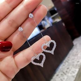 Stud Earrings Full Zircon Love Long Tassel Wild Star-shaped Shining Female Heart-shaped Fashion Jewellery