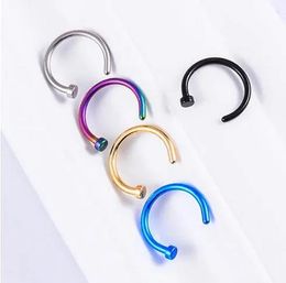 Trendy Nose Rings Body Piercing Jewelry Stainless Steel Nose Open Hoop Ring Earring Studs Fake Nose Rings Non Piercing Rings GD140 12 LL