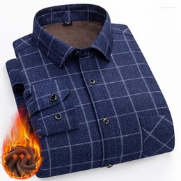 Men's Casual Shirts Winter Fleece Plaid Shirt Loose Double-sided Velvet Thickened Warm Long-sleeved And Comfortable Men Tops