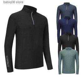 Gym Clothing New Running Sweatshirt Men Bodybuilding Sport T-Shirt Quick Dry Zipper Solid Colour Long Sleeve Fitness Tight Gym Clothing T230422