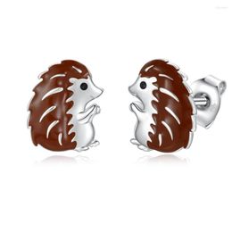 Stud Earrings Harong Design Hedgehog Earring Exquisite Enamel Silver Plated Lovely Jewellery For Girl Woman Reunion Party Gift