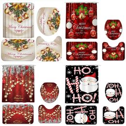 Toilet Seat Covers Bathroom Accessaries Set Christmas Decor Shower Curtain Toilet Seat Cover Flannel Mat Bathroom Product Home Decor 231122