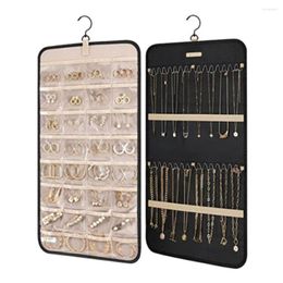 Storage Bags Hanging Jewelry Organizer Double Sided 32 Pockets And 28 Hook Loop Black Accessories Closet Stand