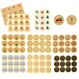 Gift Wrap 120pcs 2.8-3.5cm Christmas Snow Sticker Candy Biscuit Decoration Merry Sealing Birthday Party Bag