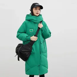 Women's Trench Coats European 2023 Winter Detachable Hood Cotton Coat Mid-length Over-the-knee Thickened Down