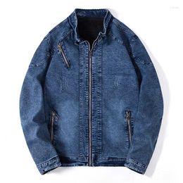 Men's Jackets FUAMOS Fashion Casual Denim Jacket Loose European American Workwear Man Office Coats Cotton Clothes