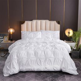 Bedding sets Bubble Kiss 3 PCS Set Quilt Cover Pillow Case Duvet Handmade Pulling Flower Pure Colour Comforters Bed Suits 230422