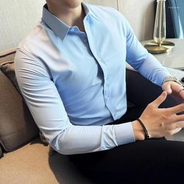 Men's Casual Shirts Chemise Homme Luxury Business Formal Wear Long Sleeve Dress For Men Clothing Slim Fit Shirt Bamboo Fibre