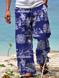 Men's Pants Autumn Men Cotton Linen Oversized Jogger Sweatpants Casual Flower Print Plus Size 5XL Loose Wide Leg Trousers