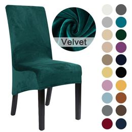 Large Size 22 Colors Grade Velvet Plush Stretch Chair Cover XL High Back Long Covers Dining Room 210724302y