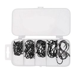 75 Pcs Fishing Hooks High Carbon Steel Barbed Hook Soft Bait Jig Heads Bass Trout Fish Hooks Saltwater with Plastic Box273Y