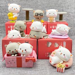 Blind box 8pcs/set Cute Animal Lucky Mitao Cat Creative Surprise Blind Box Girls Toys Figure Doll Kids Car Decor Xmas Christmas Gifts 230422