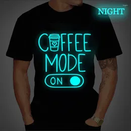 Men's T Shirts Trendy Summer Fashion Shirt For Men T-shirt Funny Coffee Mode On Print Tees Short Sleeve Tops Luminous Design Tshirts