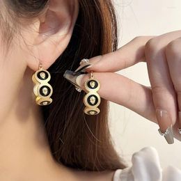 Hoop Earrings Exaggerated Vintage Big For Women - Black Dripping Oil Statement