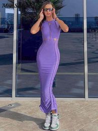 Solid Hollow Out Slim Maxi Dress Women Summer New Fashion O neck Sleeveless Dresses Female Sexy Elegant Outfits Vestidos