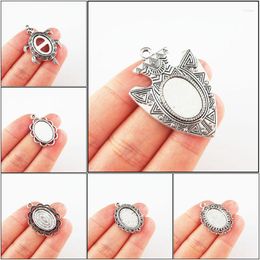 Charms Fashion Animal Tortoise Flower Shield 13 18mm Picture Frame Tibetan Silver Plated Pendants For Gifts Jewellery