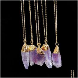 Pendant Necklaces Pendant Necklaces Reiki Healing Rock Mineral Stone Natural Crystal Quartz Choker Drop Delivery Jewelry Necklaces Pen Dhxe7