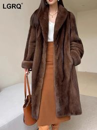 Women s Fur Faux LGRQ 2023 Fashion Elegant Temperament Imitation Mink Hair Long Coat Thermal Trendy Winter VelVet Jacket 19F3755 231122