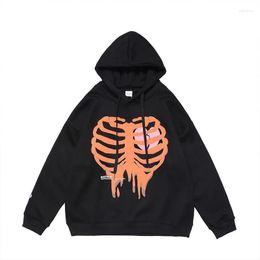 Men's Hoodies Sweatshirt Retro Skull Print Streetwear Clothes Hoodie Size Punk Y2K Clothing Bar Round Neck Warm Vintage Park Harajuku Hooded