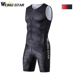 WEIMOSTAR Men One Piece Compressed Ciclismo Cycling Jersey Maillot Breathable Triathlon Clothes Sleeveless Muscle Sportswear188z