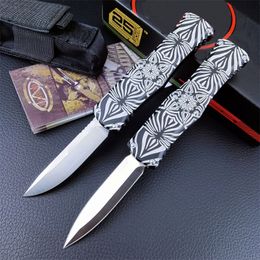 Microt Hera 'Source' Double Action Automatic Folding Knife Black Two-Tone Drop Point Blade Artwork Aluminium Handles Outdoor Hunting Pocket Knife 3300 5370 9400 15017