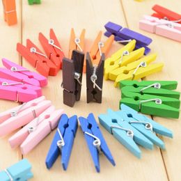 Mini Spring Clips Clothespins Beautiful Design 35mm Colorful Wooden Craft Pegs For Hanging Clothes Paper Photo Message Cards Jpetf