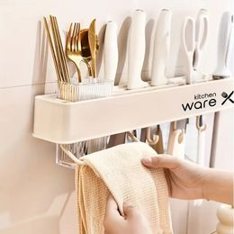 1pc Knife Block Wall-mounted Knife Holder And Knife Holder, No Perforation Knife Block, For Home Kitchen Utensil Holder Knife Block Set, Kitchen Accessories