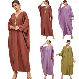 Ethnic Clothing Middle East Oversized Kaftan Muslim Long Dress Women Islamic Maxi Robe Bat Sleeve Turkey Ramadan Rhinestone Abayas Arabic