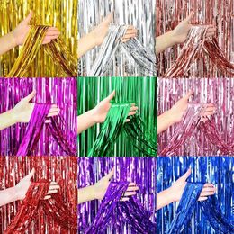 Party Decoration 2M Party Background Sparkling Rose Gold Tinsel Edge Foil Curtains for Children's Adult Birthday Party Decorative Supplies Baby Shower 231122