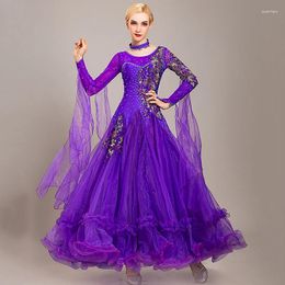 Stage Wear 2023 Purple Ballroom Dance Competition Dress Women Standard Modern Dancewear Clothes Big Swing Tango Waltz Costumes