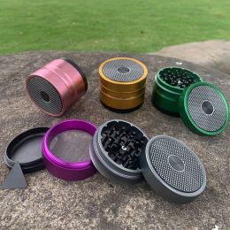 63MM 4-layer Smoking Grinder Aluminium Bluetooth speaker model Aviation Aluminium smoke crusher gift box man gift Bong