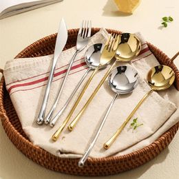 Dinnerware Sets 24Pcs Stainless Steel Cutlery Set Shiny Silver Gold Household Kitchen Utensil Flatware For 6 Silverware