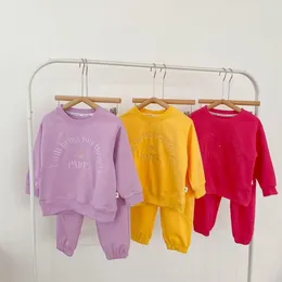 Clothing Sets Spring And Autumn Children's Round-neck Head Boys Girls Long-sleeved Trousers Loose Sweaters Leisure Suit 2PCS