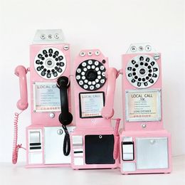 Handmade Retro Make Old Telephone Model Bar Cafe Wall Hanging Creative Pography Props Home Furnishing Nordic Style Decorative Obje250A