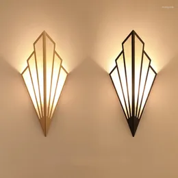 Wall Lamp Creative Nordic Sconce Modern Bedroom Fan-shaped Lighting Bedside Foyer Stair Aisle Home Indoor Decor Light